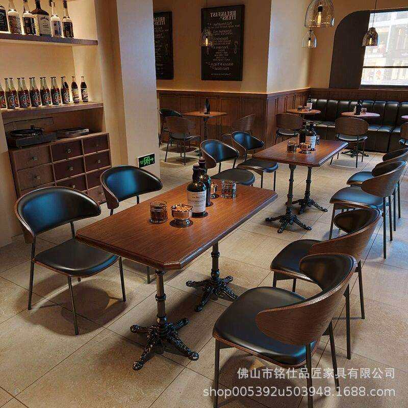 卡座沙发复古咖啡厅西餐厅小吃店酒馆桌椅餐厅吧台椅商用酒吧家具
