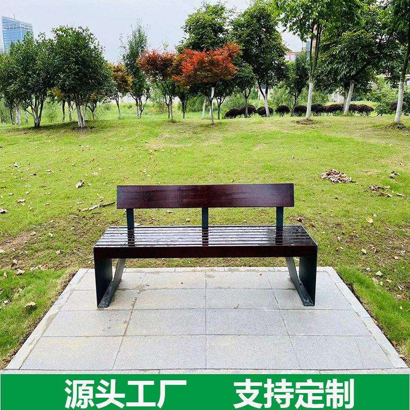 户外景区实木不锈钢长椅铁艺园林长凳公园椅座椅长椅户外室外休闲