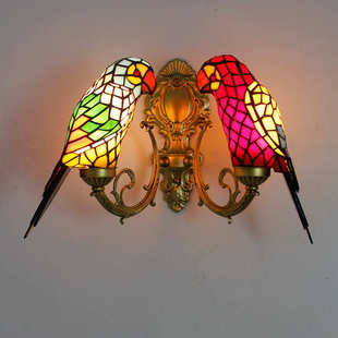 蒂凡尼鹦鹉壁灯卫生间过道玄关阳台庭苑入户花园飘窗儿童房壁灯具