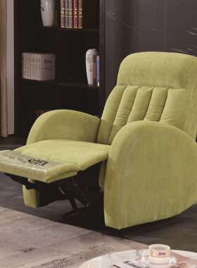 广东多功能电动伸展沙发绿色麻绒单人休闲沙发椅公寓懒人午休躺椅