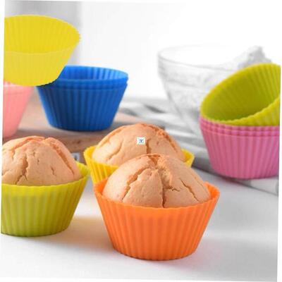 12pcs Silicone Cake Baking Molds Cupcake Molder Round Muffin