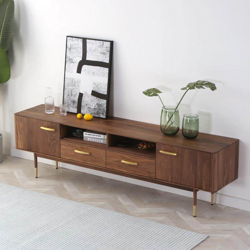 源头厂家直销北欧原木电视柜现代简约实木黑胡桃木客厅落地视听柜