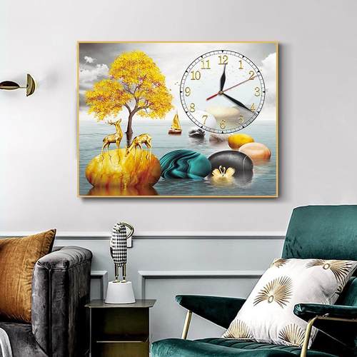 电IDH表钟箱装饰带表现代简约画免打电孔挂画遮挡配电箱闸箱客厅