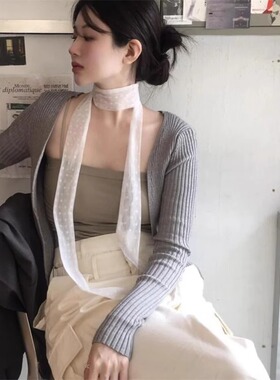 ins层次感韩国蕾丝长款丝巾项链