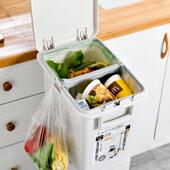 7031新款 用大圾号垃筒 分类双层垃桶带盖可移动厨房干湿圾分离日式