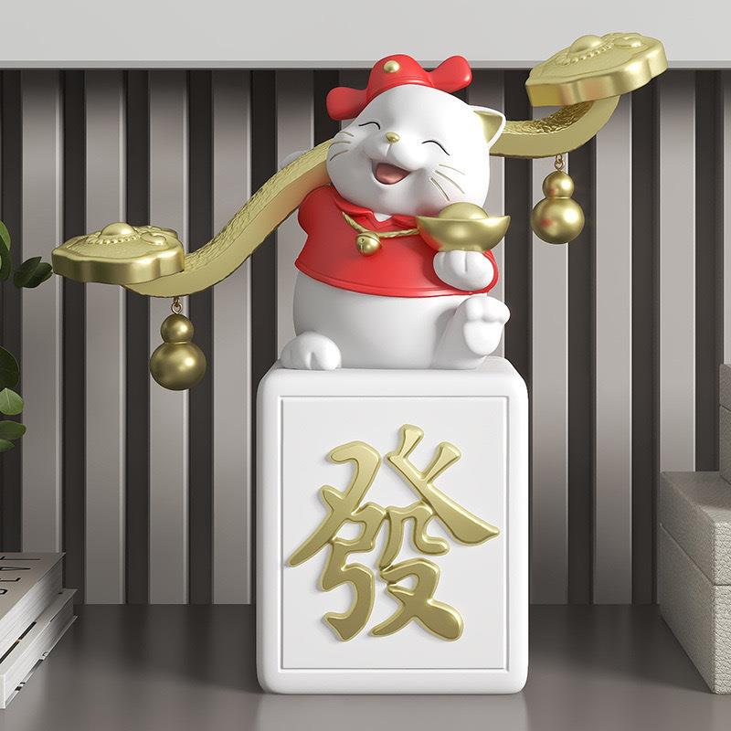 招财猫桌面摆件电柜酒柜茶几入户玄关办公桌旺铺开店送礼装饰品