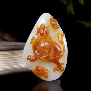 G富贵长寿新疆和田玉羊脂白玉无结构苏工红油皮男女款 吊坠34.54g