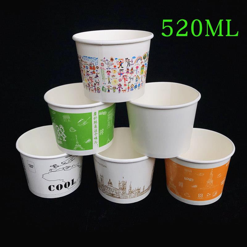 一次性纸碗带盖双淋膜加厚鲜芋仙圆外卖打包盒520ML仙草豆花汤碗