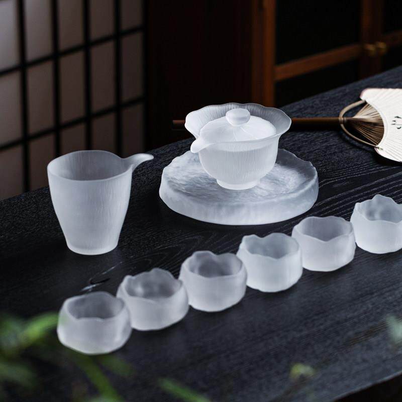 磨砂玻璃茶具玻璃家用功夫茶具全套高端可及豪华耐热茶杯盖碗男杯