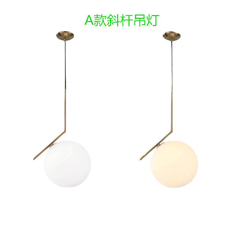金色斜杆圆环灯商场店铺装饰灯360度发光北欧创意玻璃球吊灯