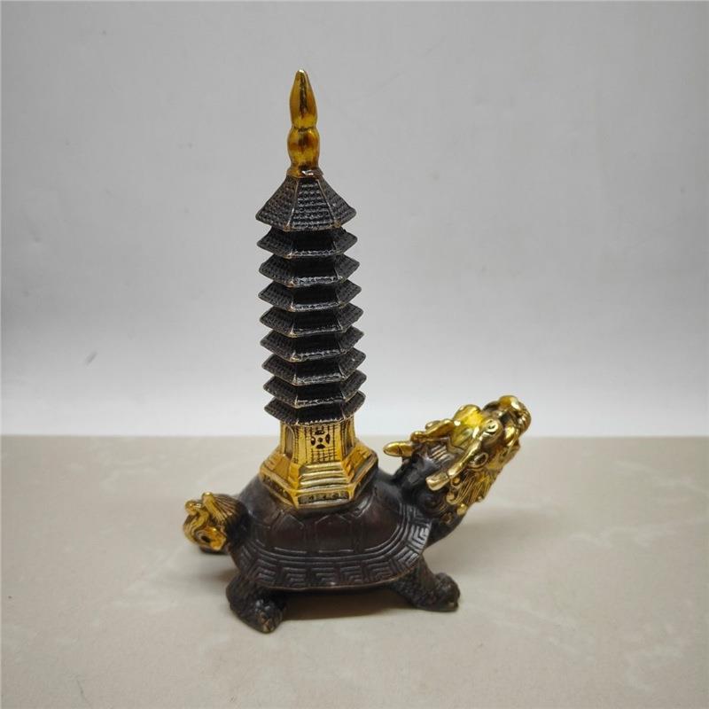 铜龟塔摆件仿古铜龙龟文昌塔九层塔工艺品家居书房装饰