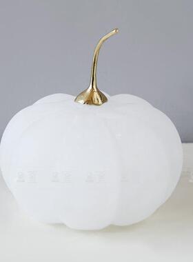 轻奢简约天然西班牙云石铜南瓜桌面装饰样板间电视柜展示软装摆件