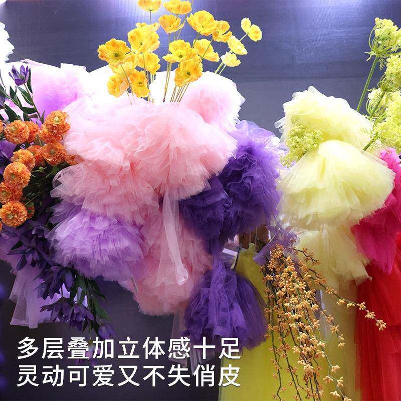 户外婚礼庆道纱球婚背景拉布置装纱球饰派对用具品创意橱窗美陈挂