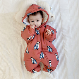网红婴儿冬装连体衣宝宝衣服春秋季棉衣套装加厚外出抱衣八个月九