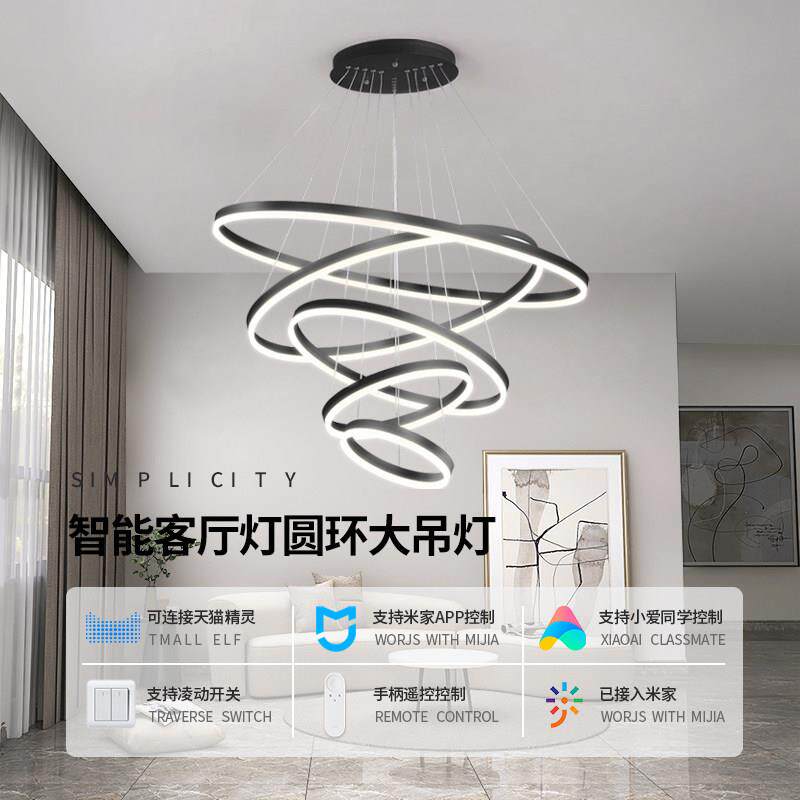 客厅大吊灯北欧简约现代大气复式长楼梯吊灯loft创意饭厅别墅灯具