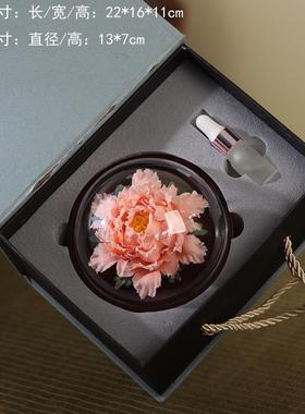 高档瓷遗非手捏瓷花牡丹花扩香陶器茶室摆件室内装车载熏饰香伴手
