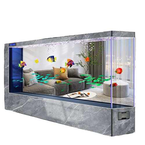 玻璃鱼缸客厅家用新款屏风隔断大型墙落地水族箱免换水生态金鱼缸