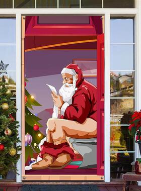 圣诞门套圣诞怪杰老人麋鹿门挂派对P