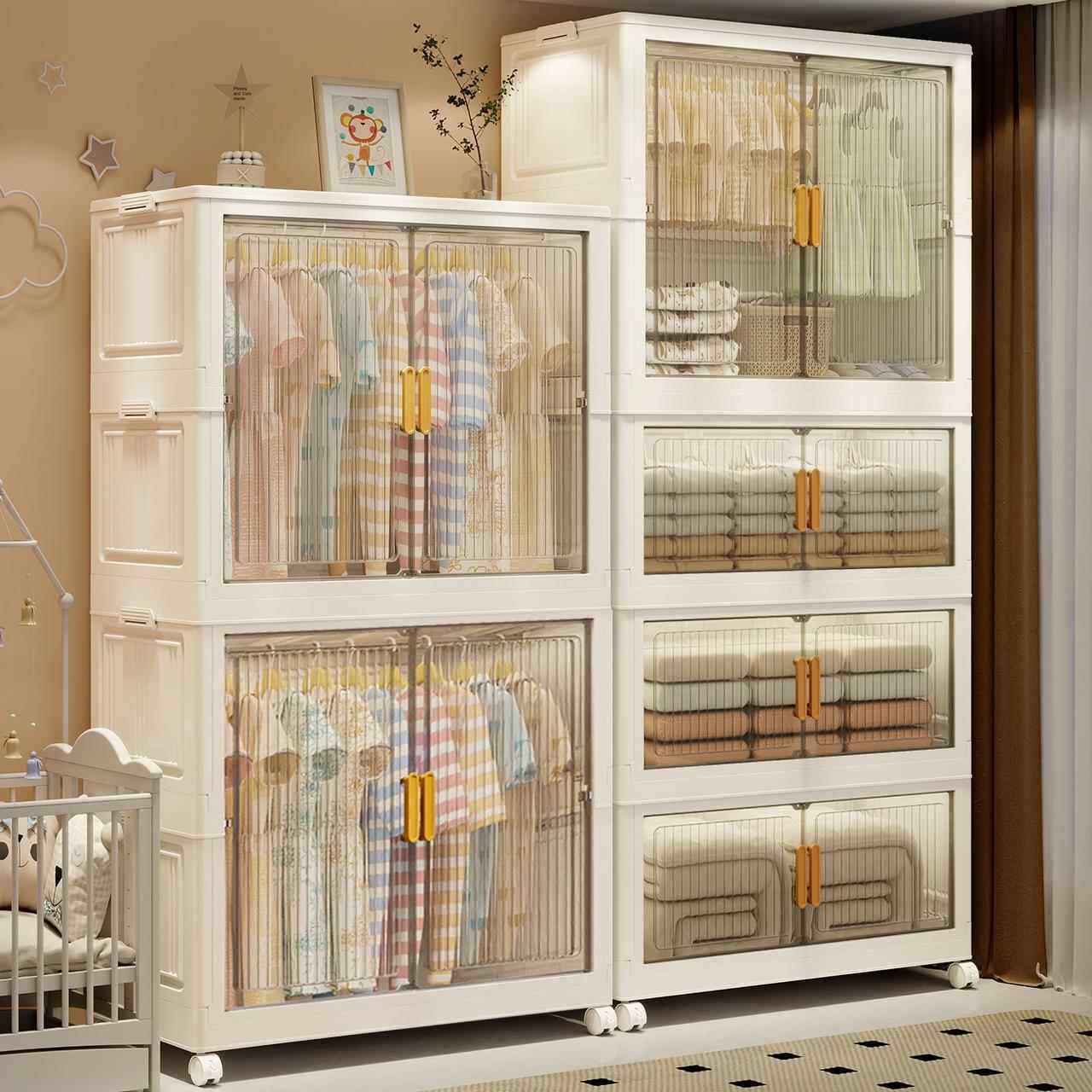 芙蕾米儿童衣柜免安装收纳柜子婴儿简易小衣橱宝宝玩具零食柜折叠储物