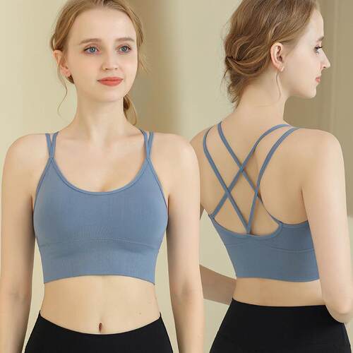 Thin shoulder strap cross oversized sports bra without