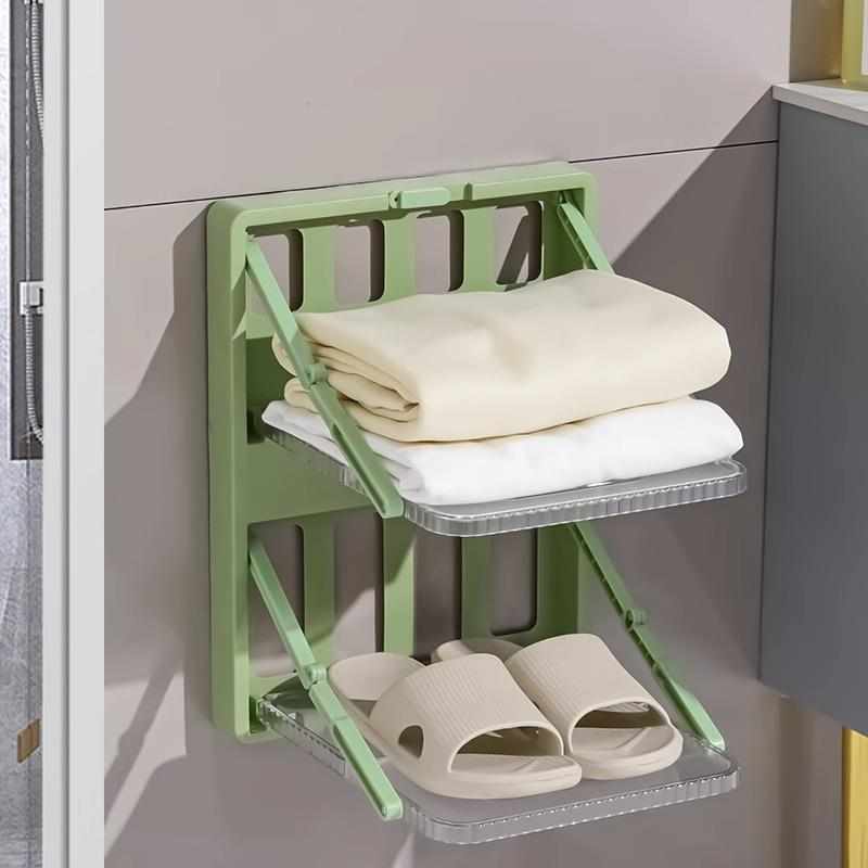 挂壁式多层鞋架浴室多功能收纳架家用入户门简易可折叠收纳折叠架