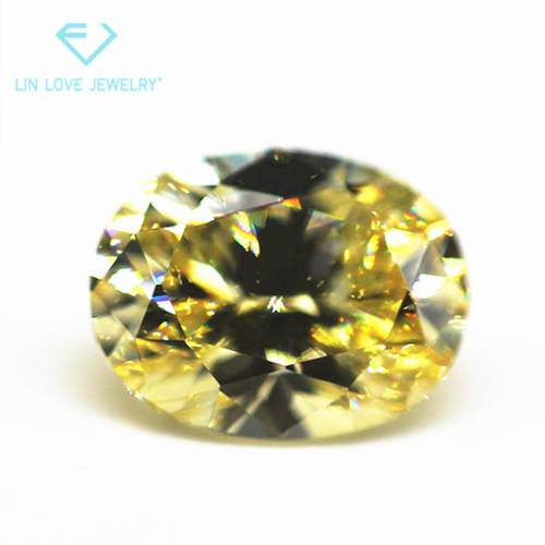 9A品质蛋形浅金黄小蛋2-6mm锆石形石人裸造碎钻蛋形9A浅石合成钻C