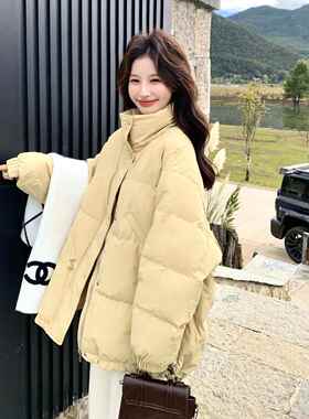 黄色连帽羽绒奶服龄ZMIAO658女2025冬季新款韩系is宽n松减90白鸭