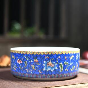 大号珐琅彩扒花茶洗陶瓷杯洗笔洗茶道配件花盆鱼缸功夫茶具配件