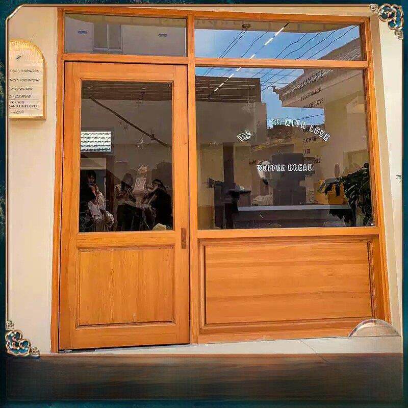 定制店铺网红实木玻璃门窗咖啡店奶茶店花店烘培店民宿上下折叠窗