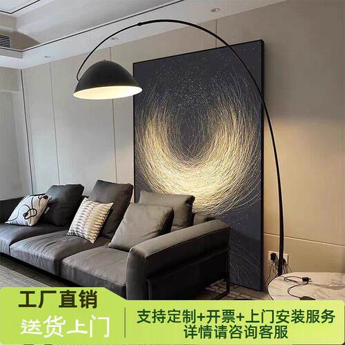 极简高级挂画沙发黑白感落地画背景玄关简约意式客厅装饰画灰现代