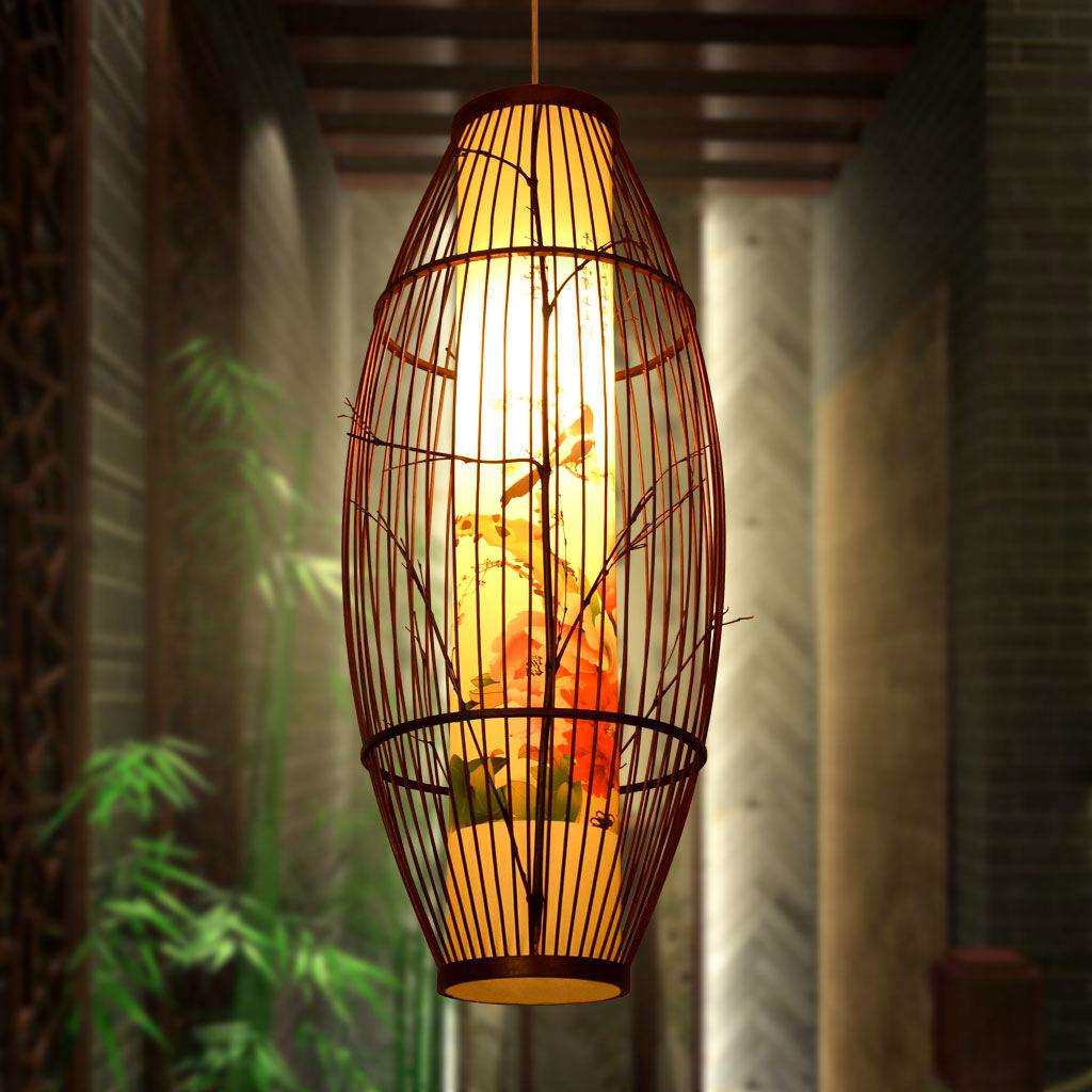 中式吊灯中国风仿古古典酒店茶楼灯具复古竹艺创意餐厅灯饭店