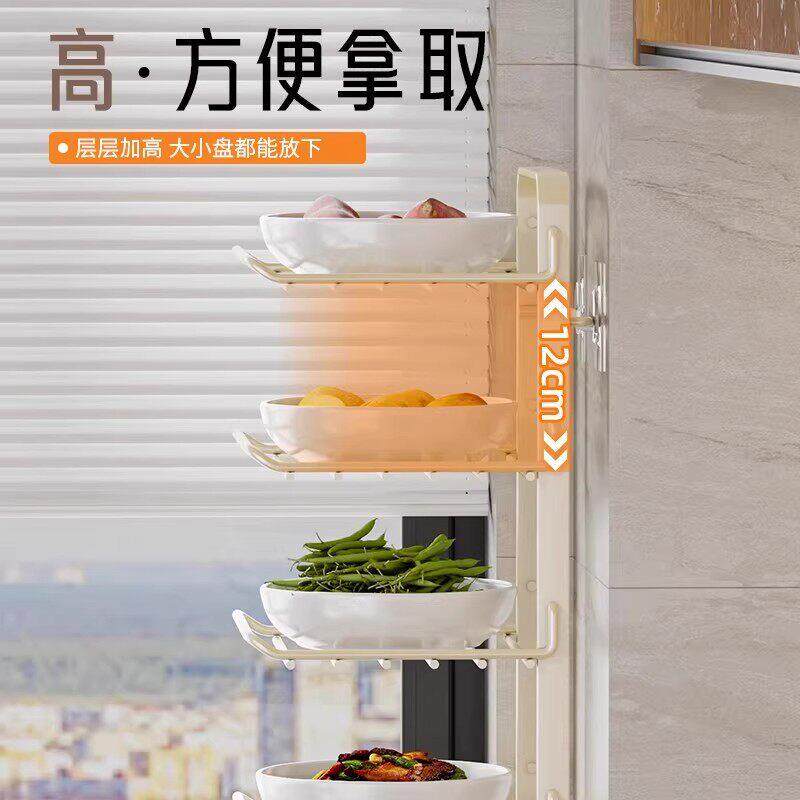 厨房备菜置物架可折叠台面碗碟收纳架家用多功能壁挂配菜盘储物架