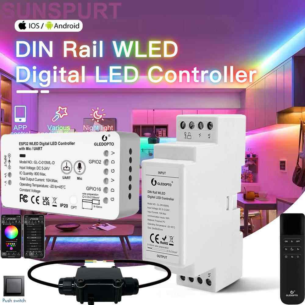 ESP8266WLED控制器5-24V支持WS2811 2812B 2813SM16703等数字灯带