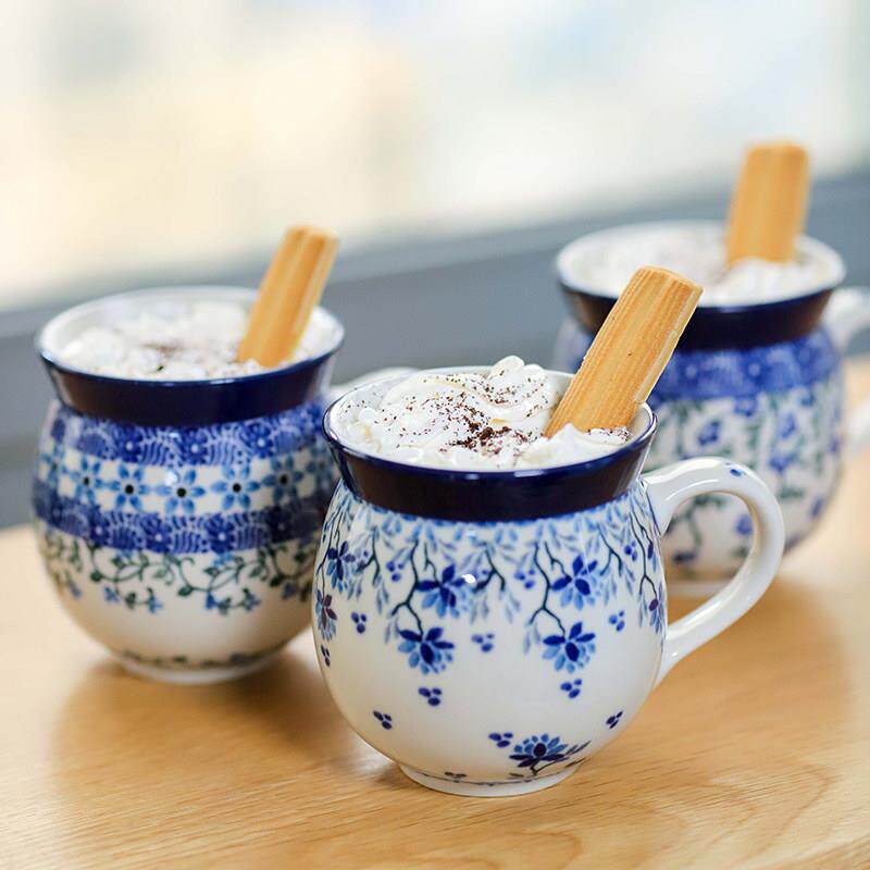 荷兰进口大容量田园马克杯北欧家用陶瓷水杯咖啡杯蛋糕甜品奶茶杯