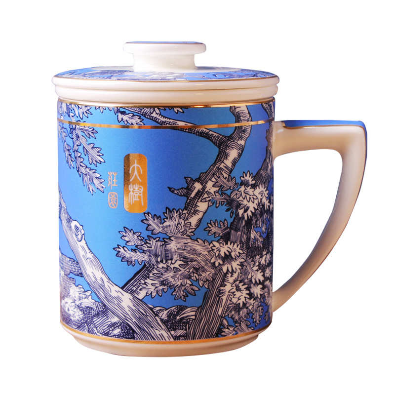 瓷礼品厂家喜庆骨质logo过滤瓷杯节日盖陶广告套装印制带货源茶杯