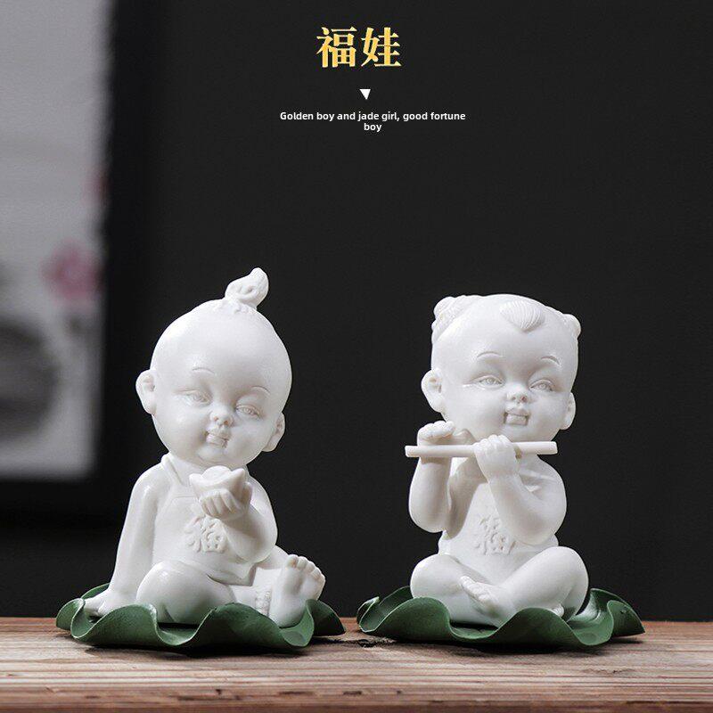 创意手工陶瓷人物早生贵子宝宝金童玉女婚庆礼品善财童子家居摆件