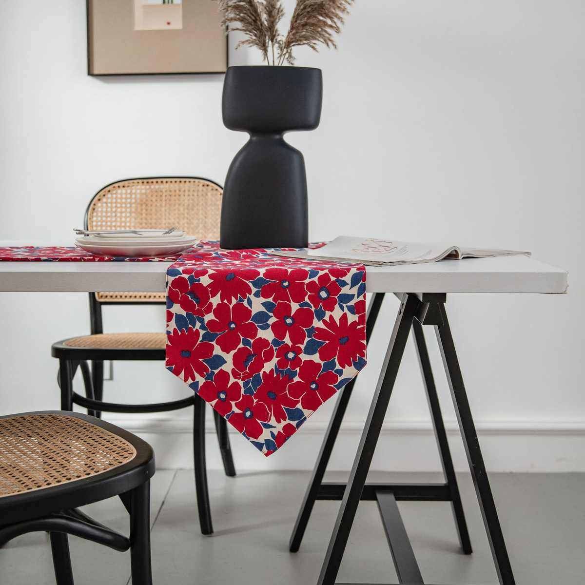 伊缦琪韵红色桌旗中式节日印花红花朵布艺长条电视柜茶几盖布,居家布艺,桌旗,淘宝优惠券,粉丝福利购,淘宝优惠卷