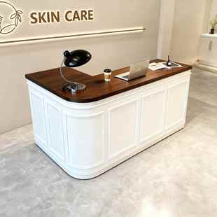 服装店转角吧台奶白色烤漆前台接待台收银台店铺小型美容院柜台