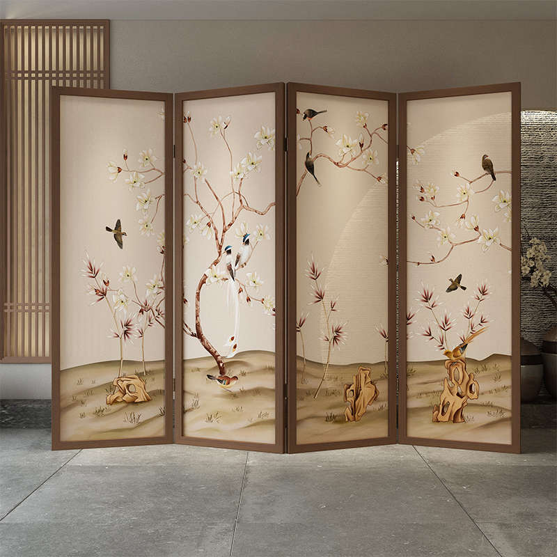 新中式屏风折叠移动客厅卧室家用遮挡实木隔断古风复古办公室