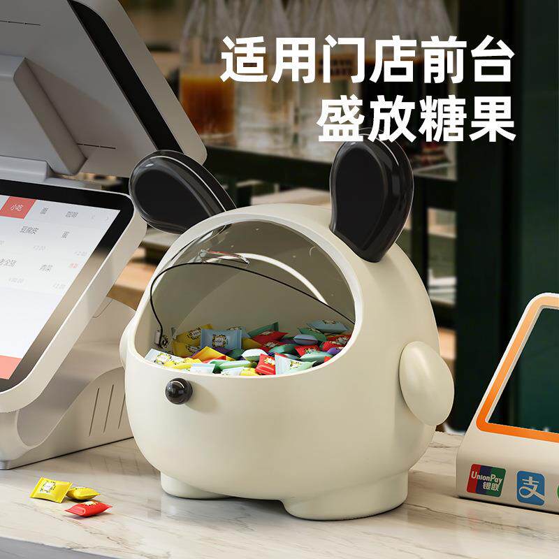 收银台糖果收纳盒塑料透明带盖桌面卡通创意吧台多功能茶包收纳盒