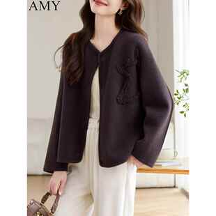 工作服休闲优雅女式 西式 上 高档羊毛外套宽松小众长袖 2025早秋新款