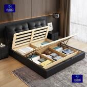 现GJC代简气风大大床人床主卧大小户双型约新款 轻奢风皮艺床高实