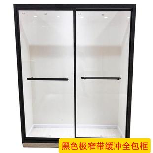 一字形双移门304不锈钢订 批发淋浴房 制浴室玻璃卫生间隔断移门