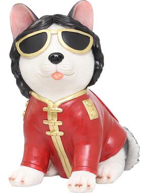 可爱狗狗创意树脂纸巾收纳盒家居装饰仿真狗工艺品摆件抽纸盒