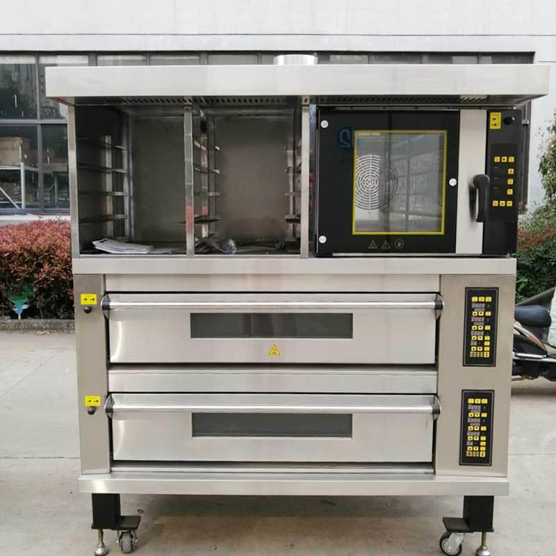 两层四盘电烤箱连5盘热风炉12盘冷藏醒发箱 咖啡面包房组合炉