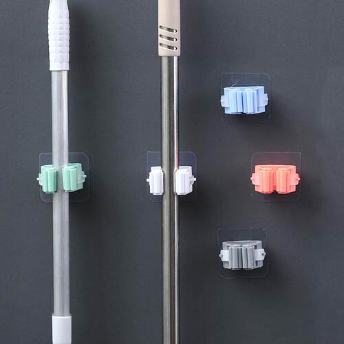 Wall-mounted Mop Hook Rack, No-drilling Required, Strong Fix