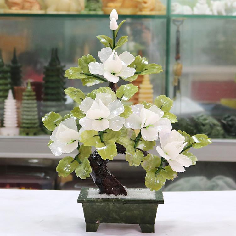 盆栽玉石摆件3朵纯色牡丹花 客厅摆件 家居装饰品仿真花