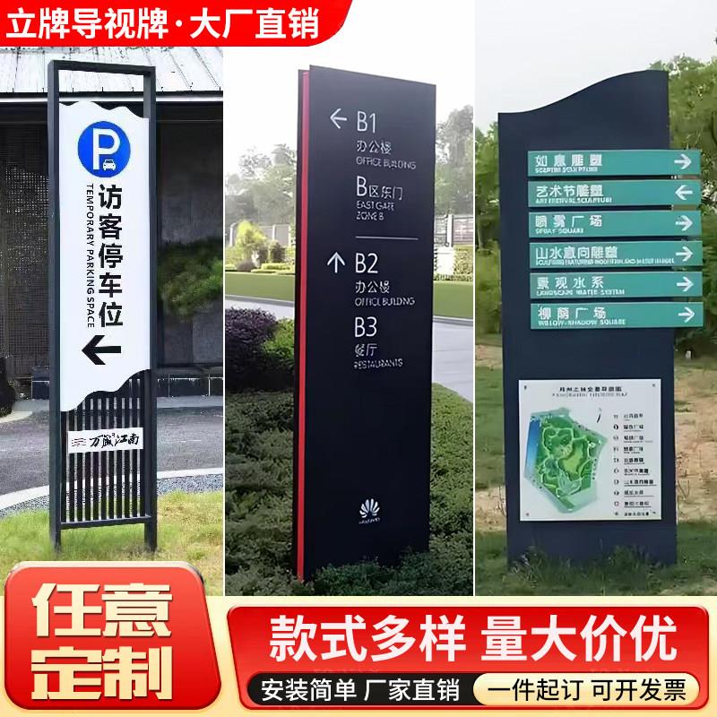 大型精神堡垒导向牌不锈钢商场立柱指示小区景区立牌停车场导视牌