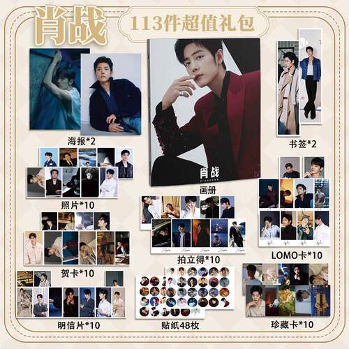 肖战113件套周边画册海报书签拍立得贴纸明信片LOMO卡片照片
