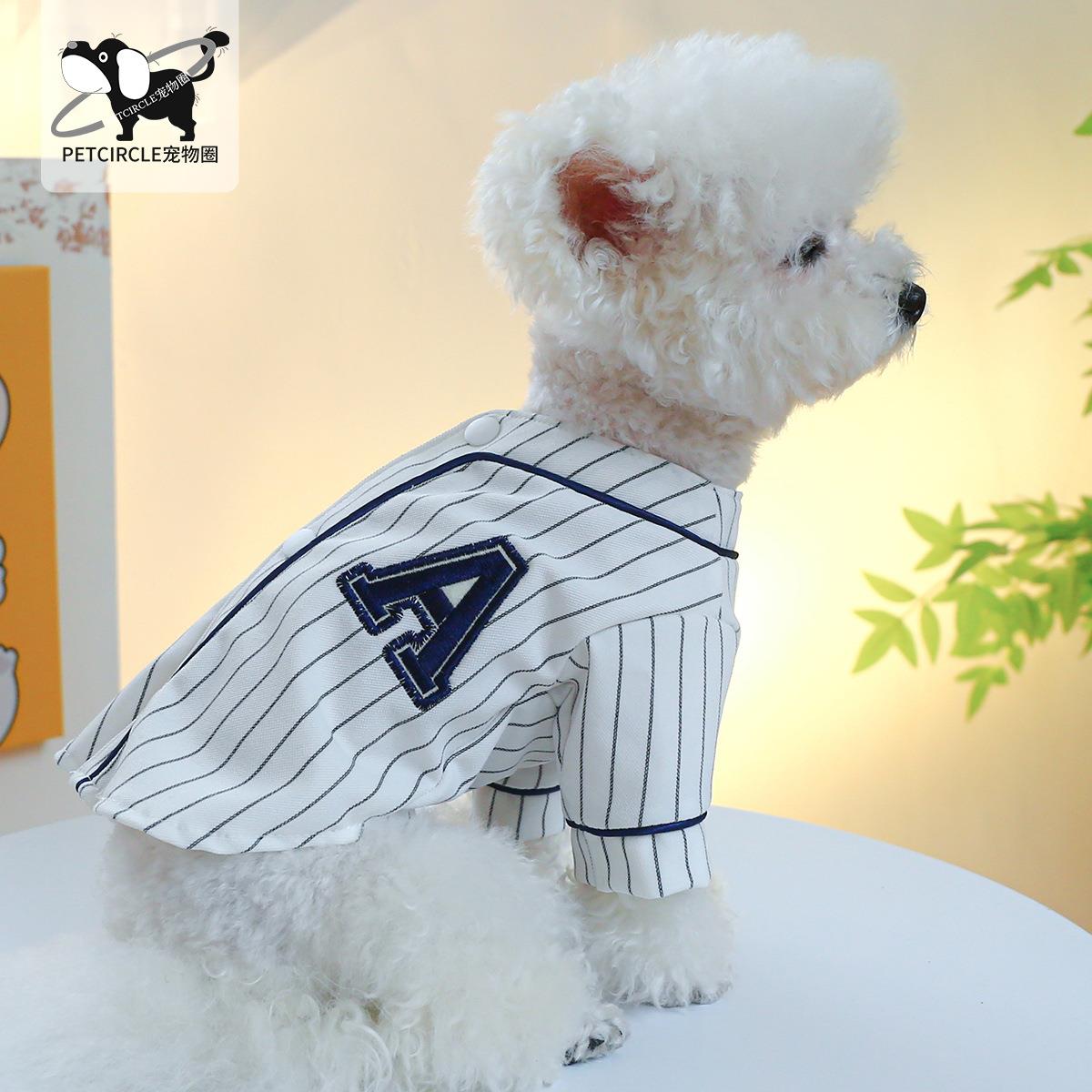 PETCIRCLE宠物圈狗狗猫猫衣服中小型犬条纹狗狗棒球衫